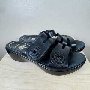 Dansko Women's Dixie Dress Sandal Comfort Wedge Leather Black Size 39/8.5